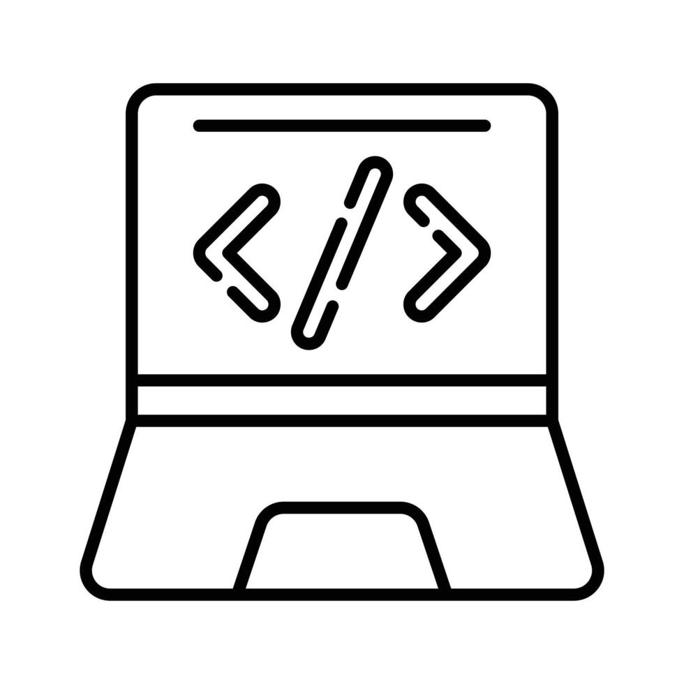 A laptop with coding brackets, representing programming or development vector