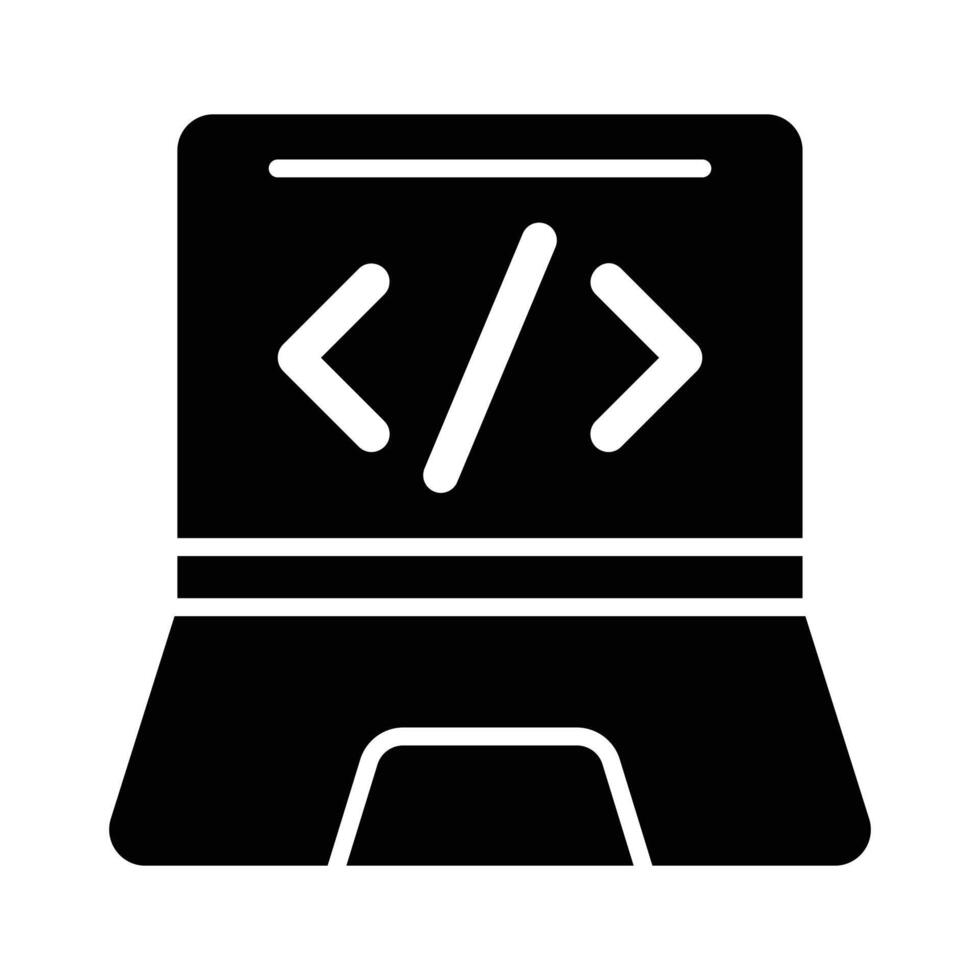 A laptop with coding brackets, representing programming or development vector