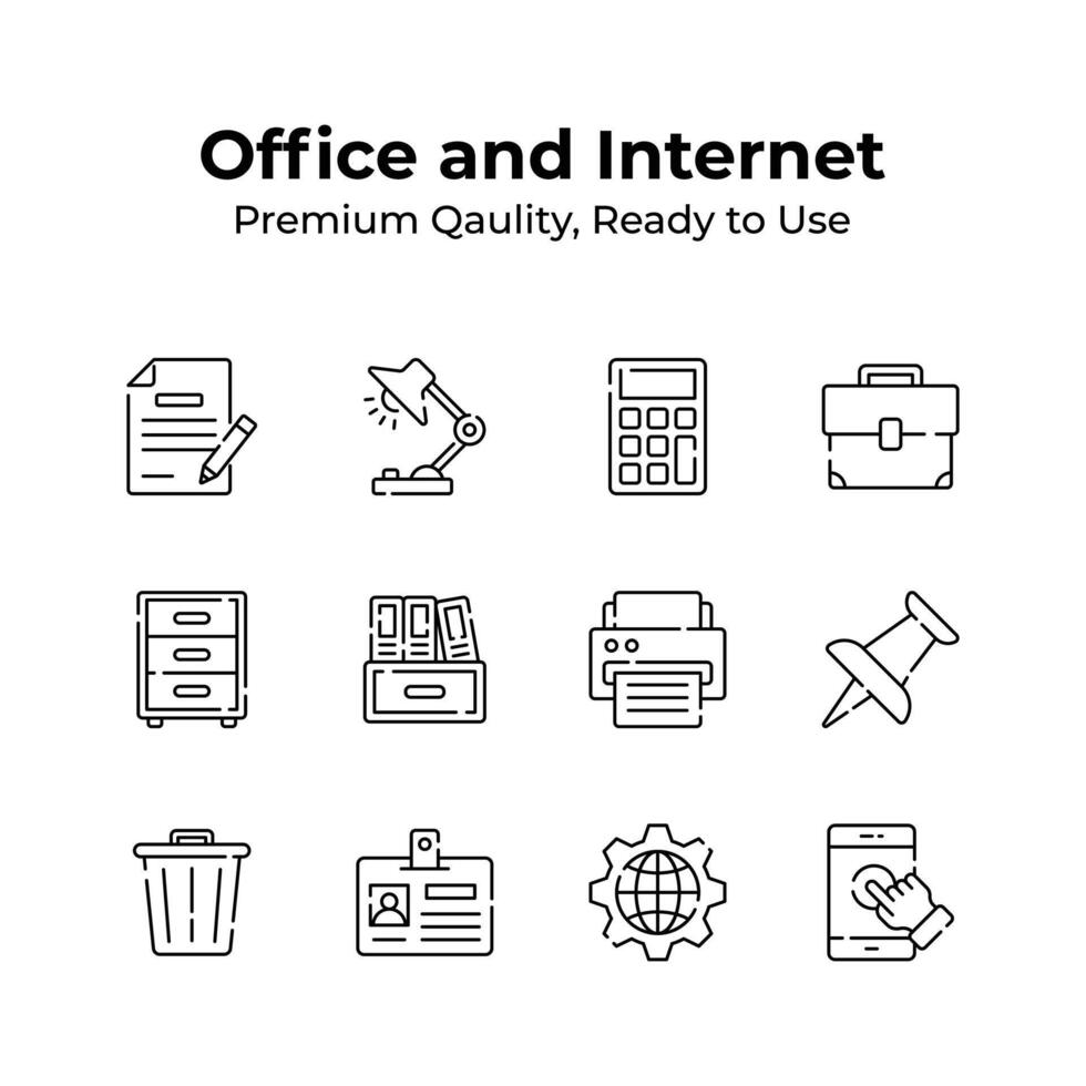 Take a look at this amazing icons of office and internet in modern style vector