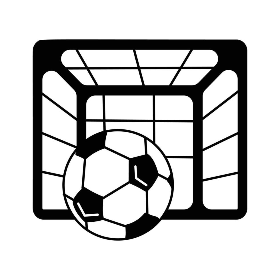A goal icon with a ball going into it vector