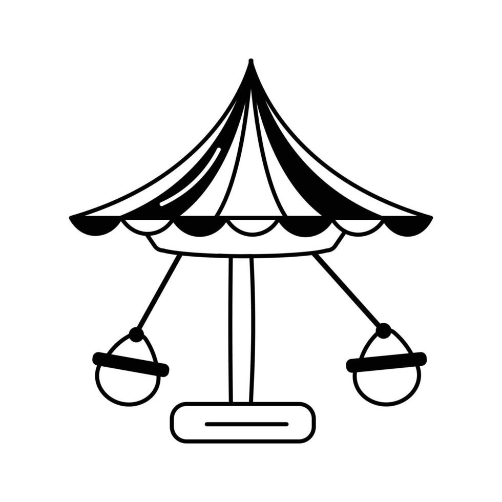 A carousel icon with rotating seats seen at amusement parks vector
