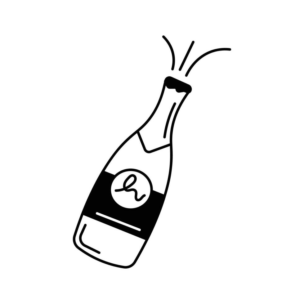A champagne bottle popping open, representing celebration and fun vector