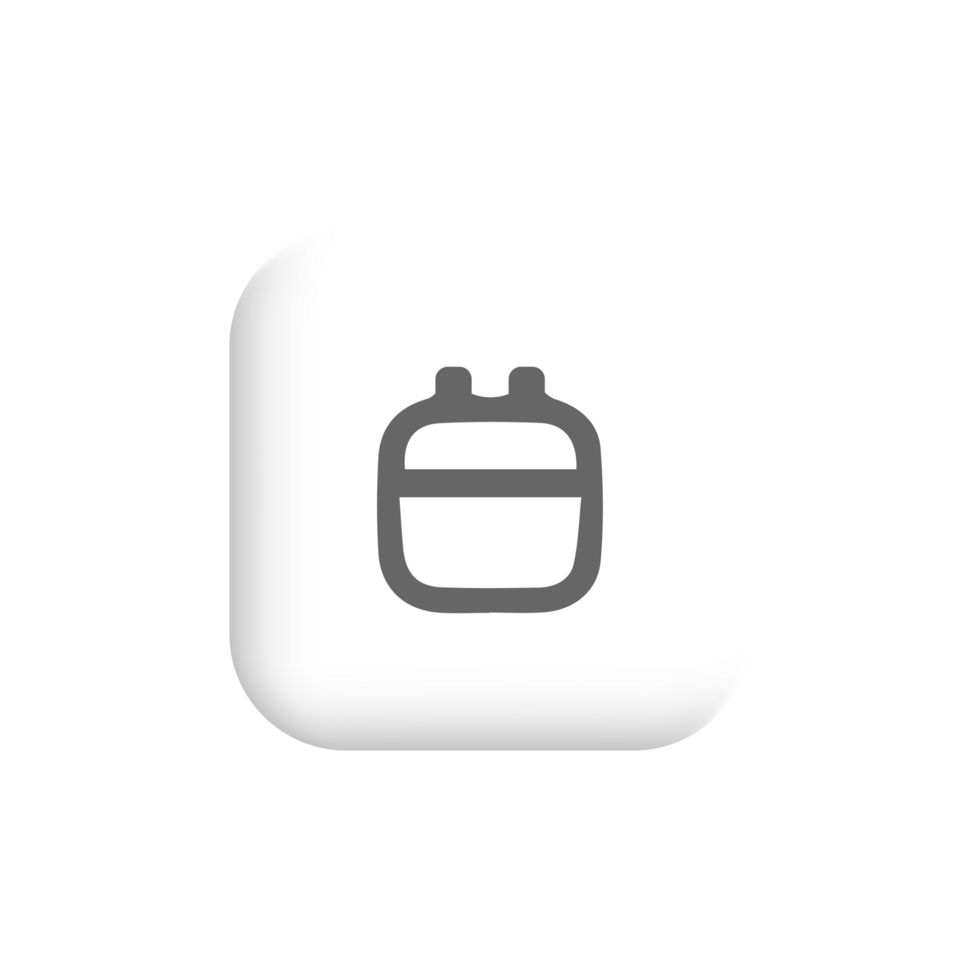 A white and black icon of a gas can png