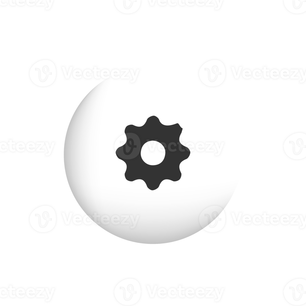 A white ball with a gear icon on it png