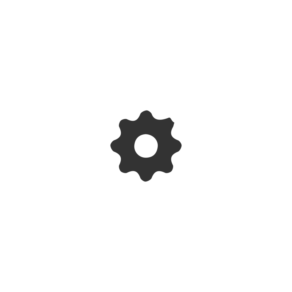 A white gear wheel is in the center of a black flower png
