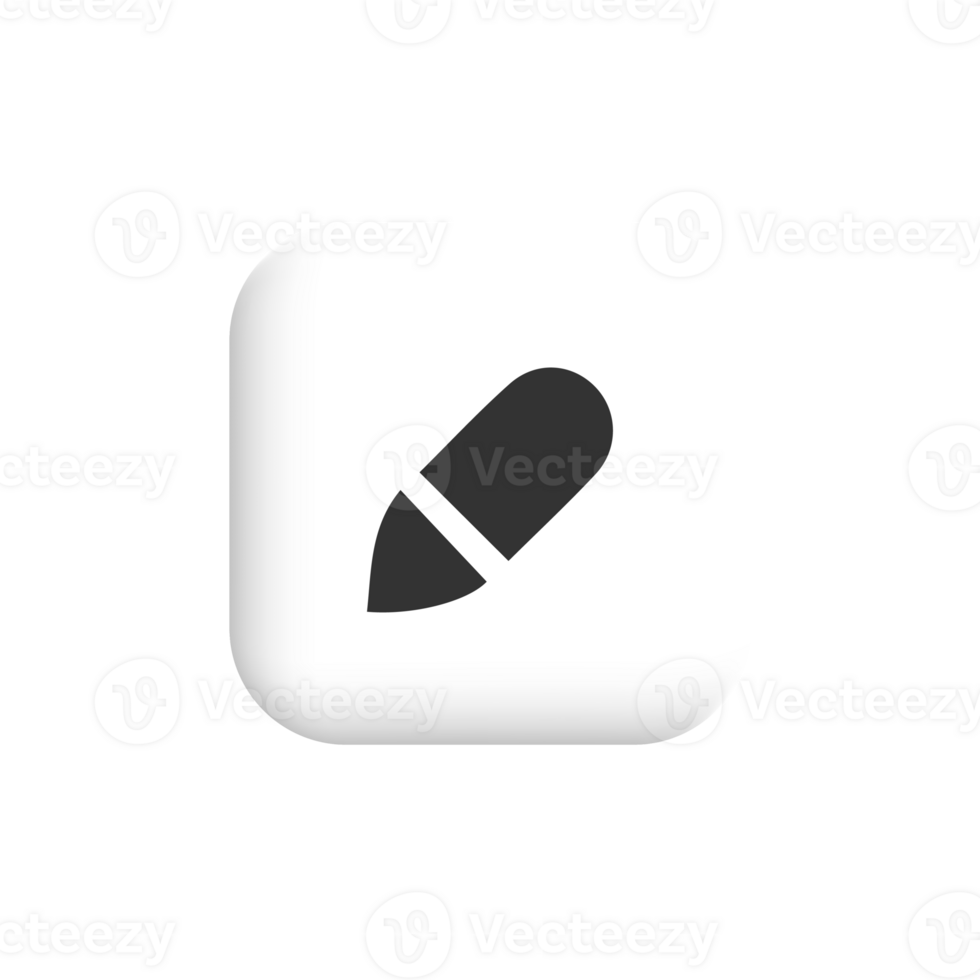 A white and black icon with a pen on it png