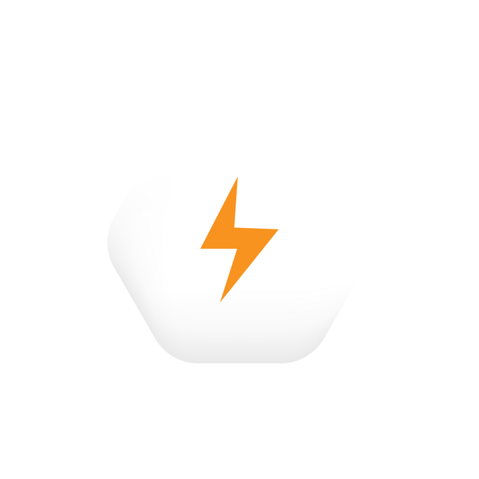 A white hexagon with an orange lightning bolt on it png