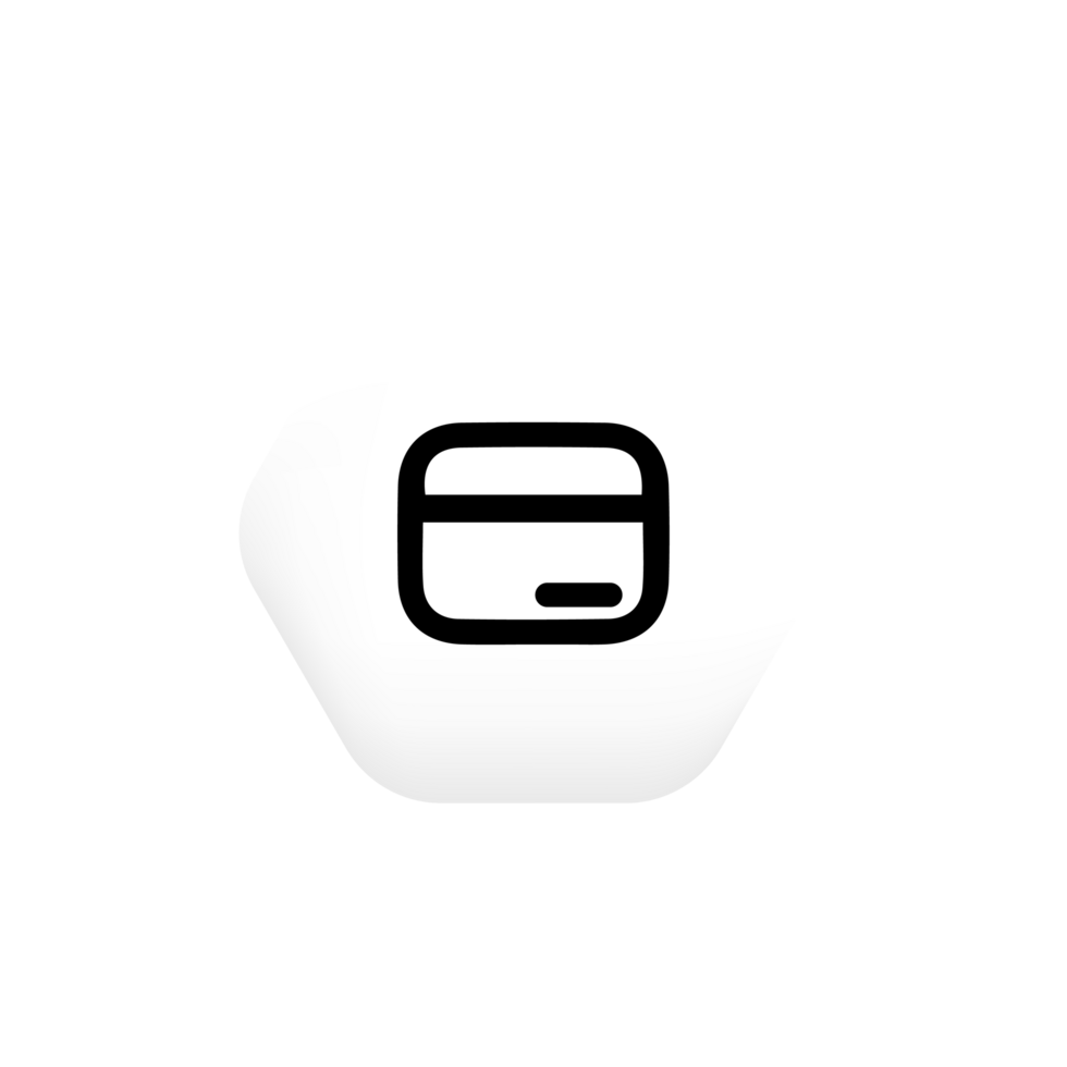 A white and black icon of a credit card png