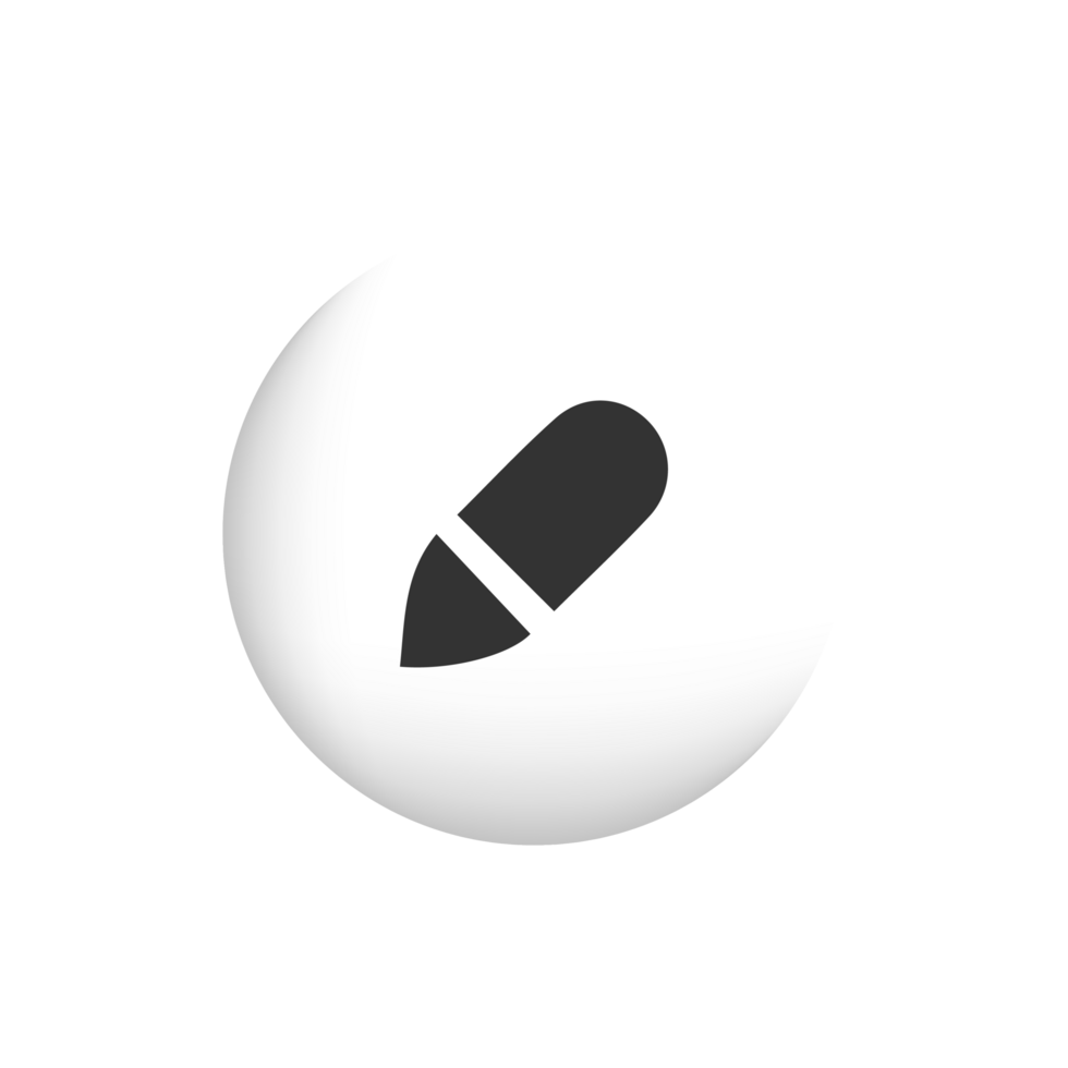A white button with a black pen on it png