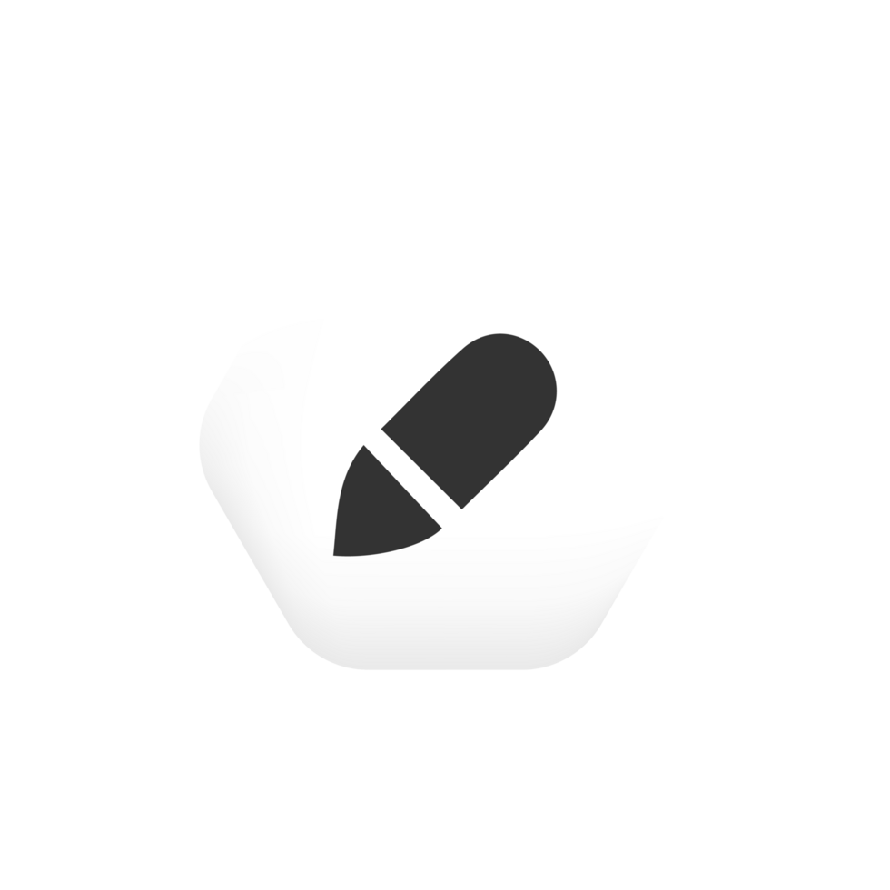 A white and black icon with a pen in it png