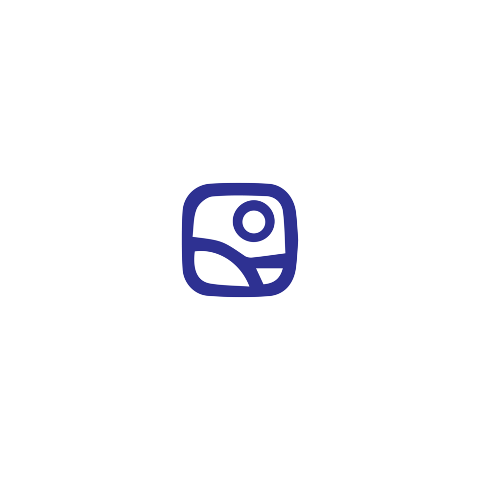 A white and blue icon of a camera png
