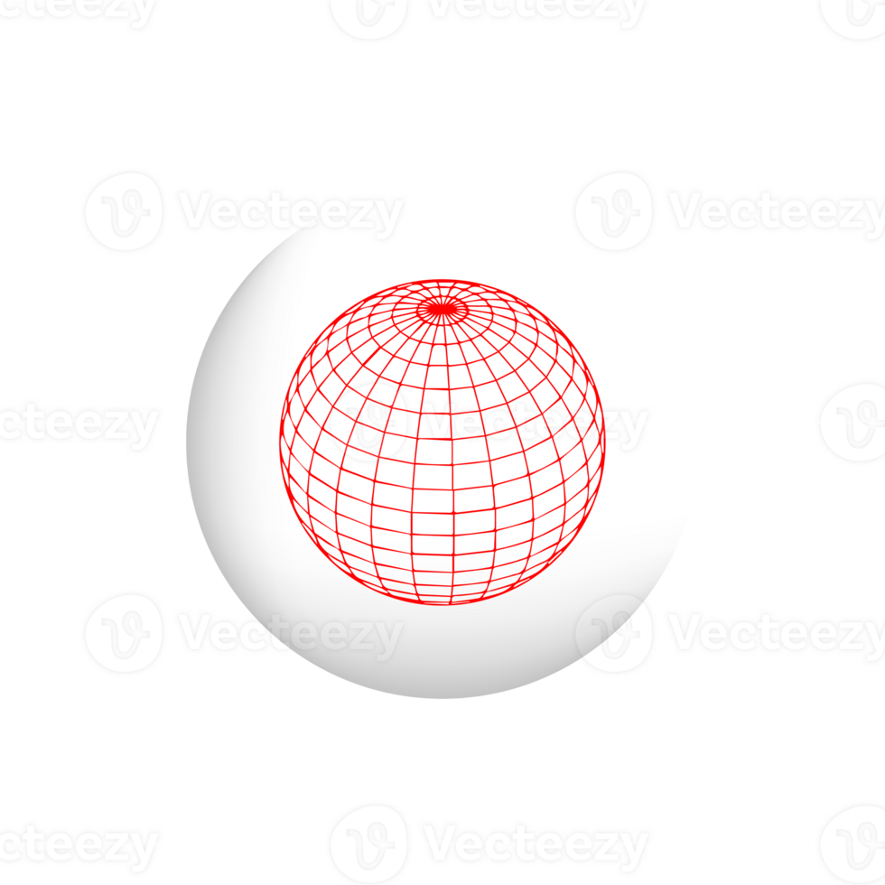 A red and white sphere with a red line drawn on it png
