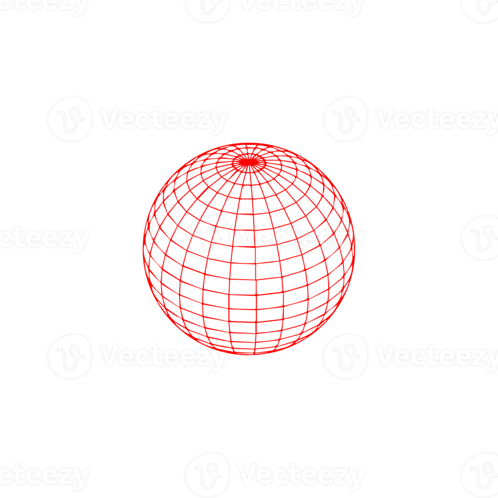 A red and white sphere with a grid on it png
