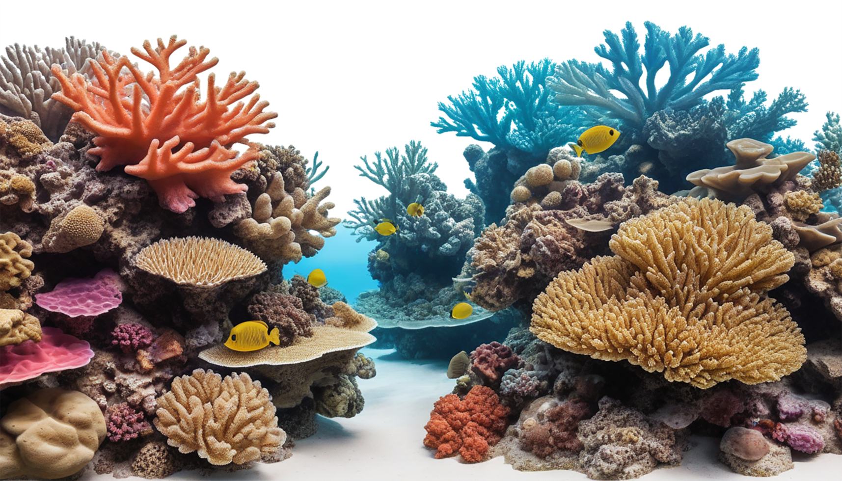 Under water sea coral reefs on transparent background png