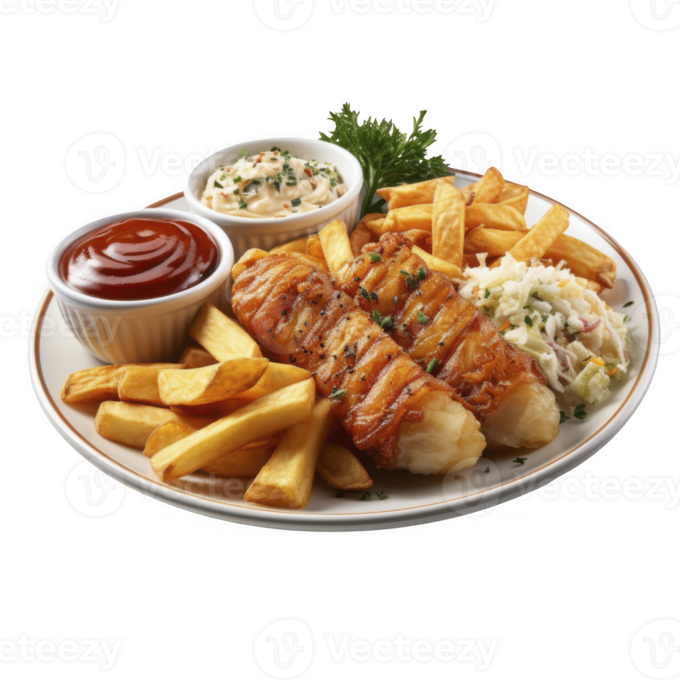 Fish and chips with ketchup and ketchup sauce png