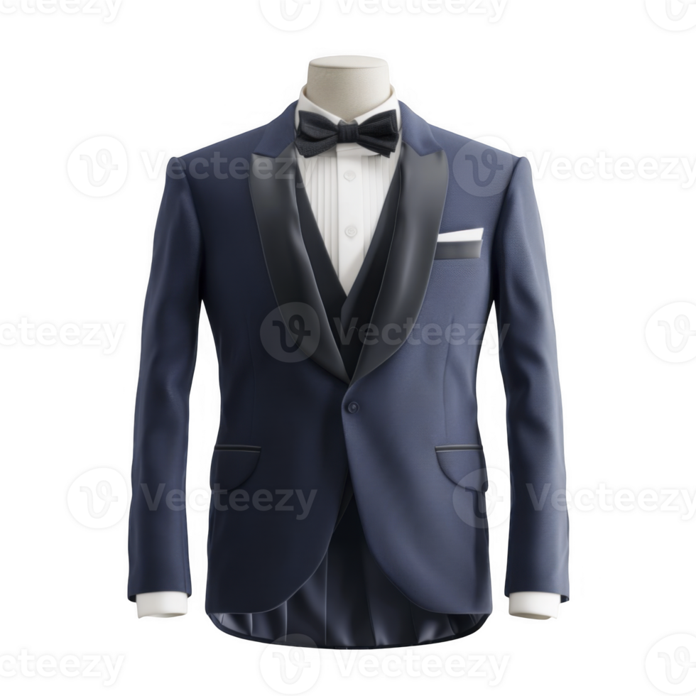 A blue tuxedo with black lapels png