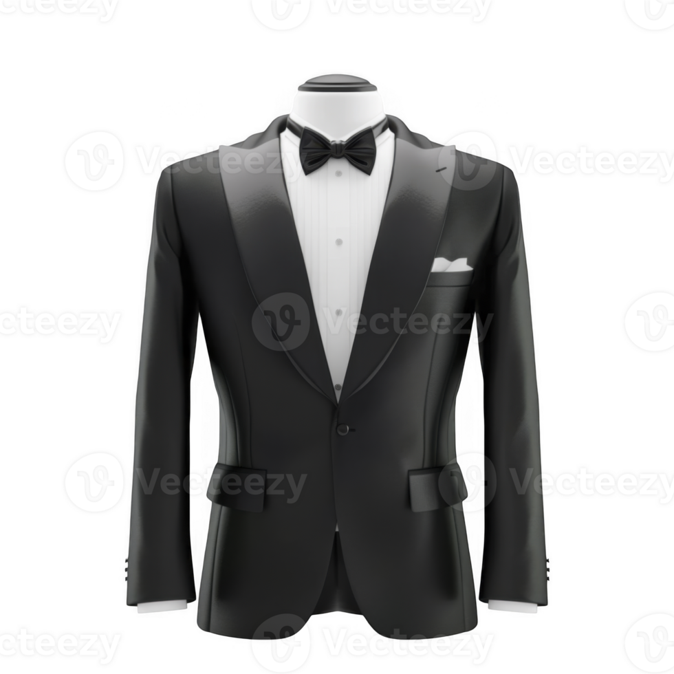 A black tuxedo suit on a mannequin png