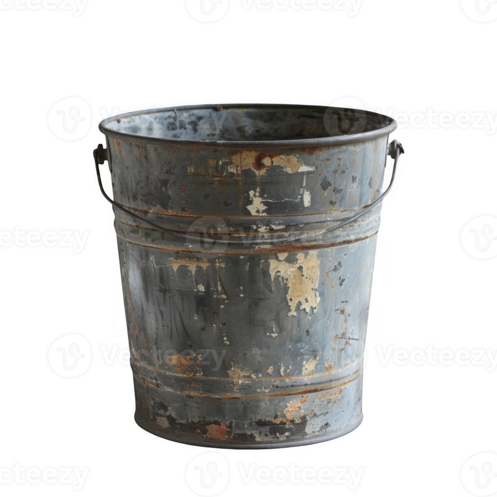 A large metal bucket with rust on it png