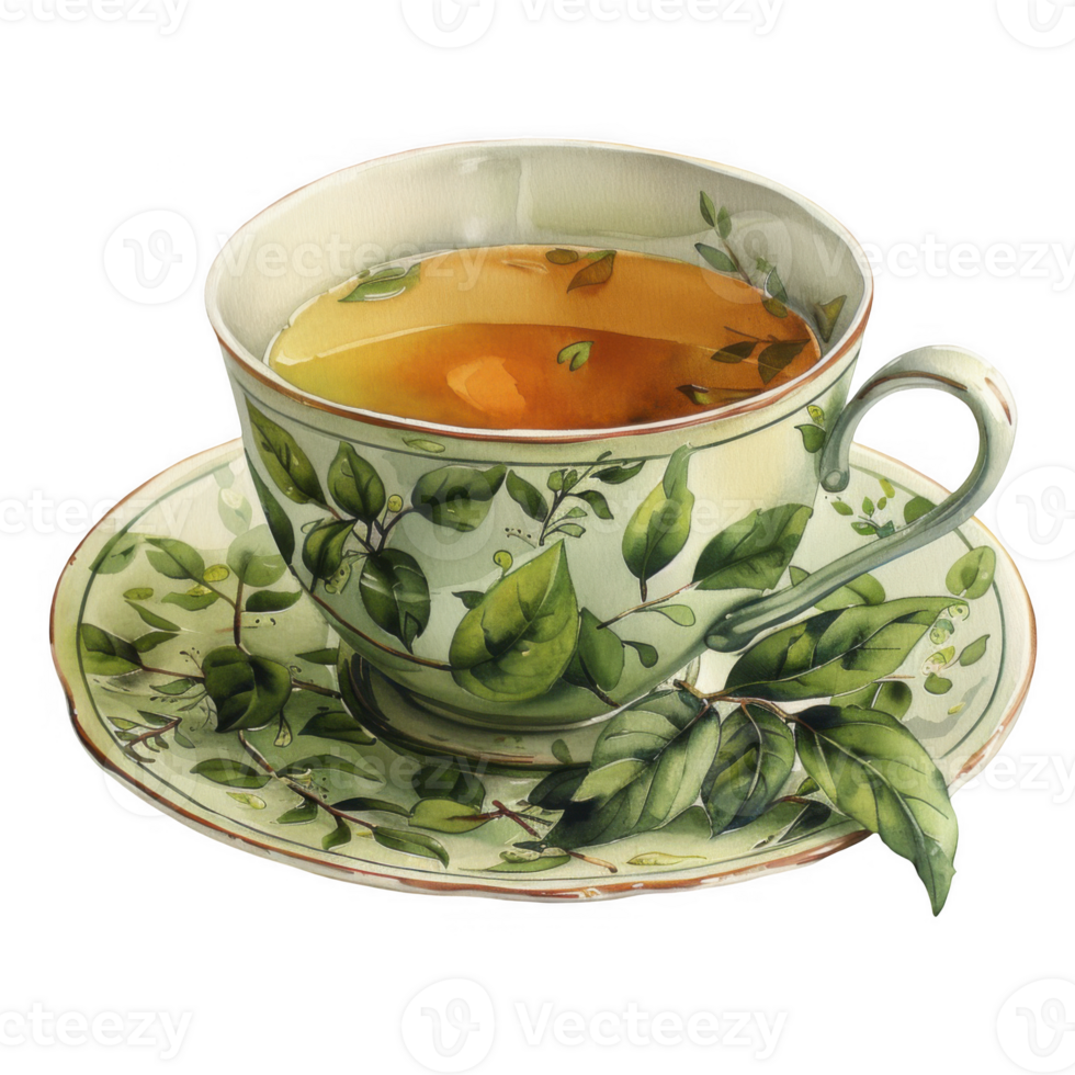 groene theekop op transparante achtergrond png