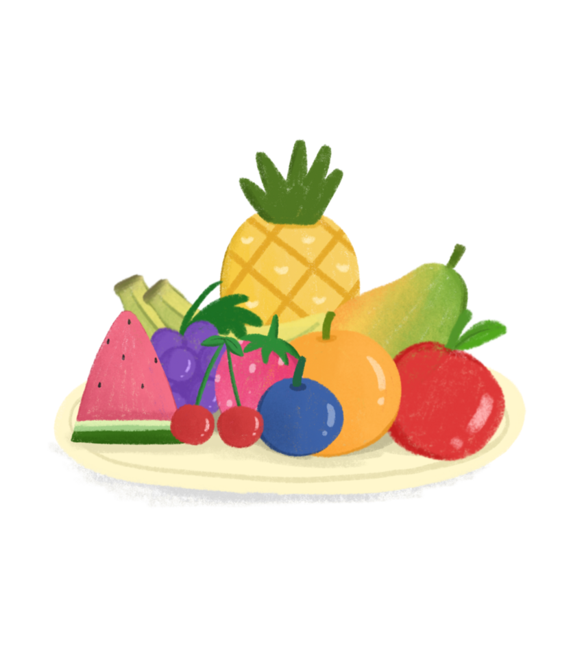 Variety of fresh fruits illustration png