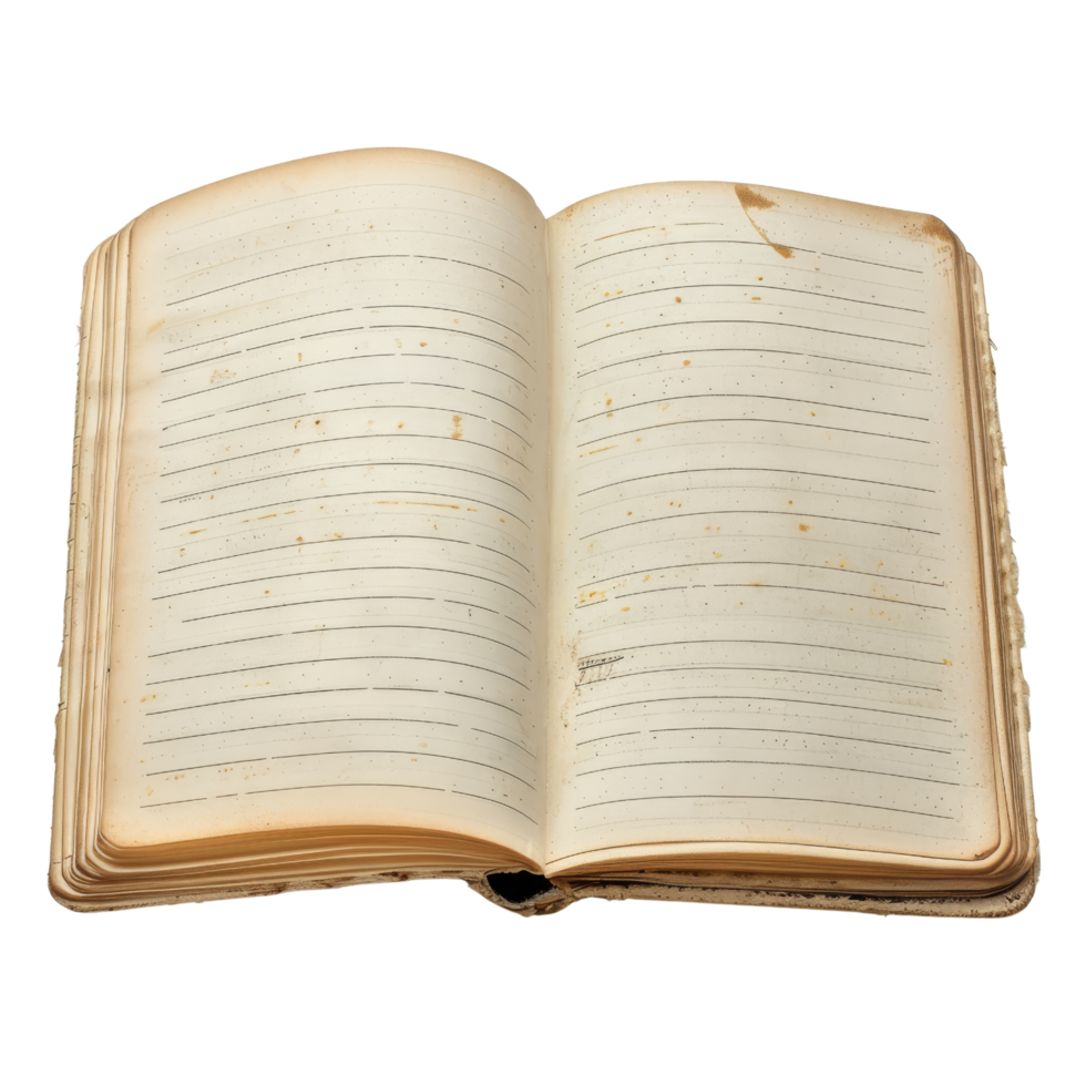 Open Old Book with Lined Pages png