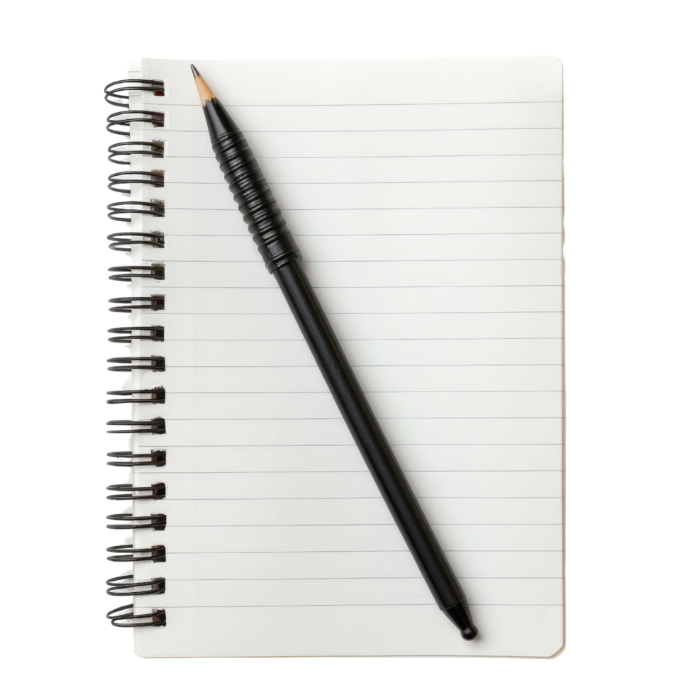 Black Pencil on a Lined Notebook png