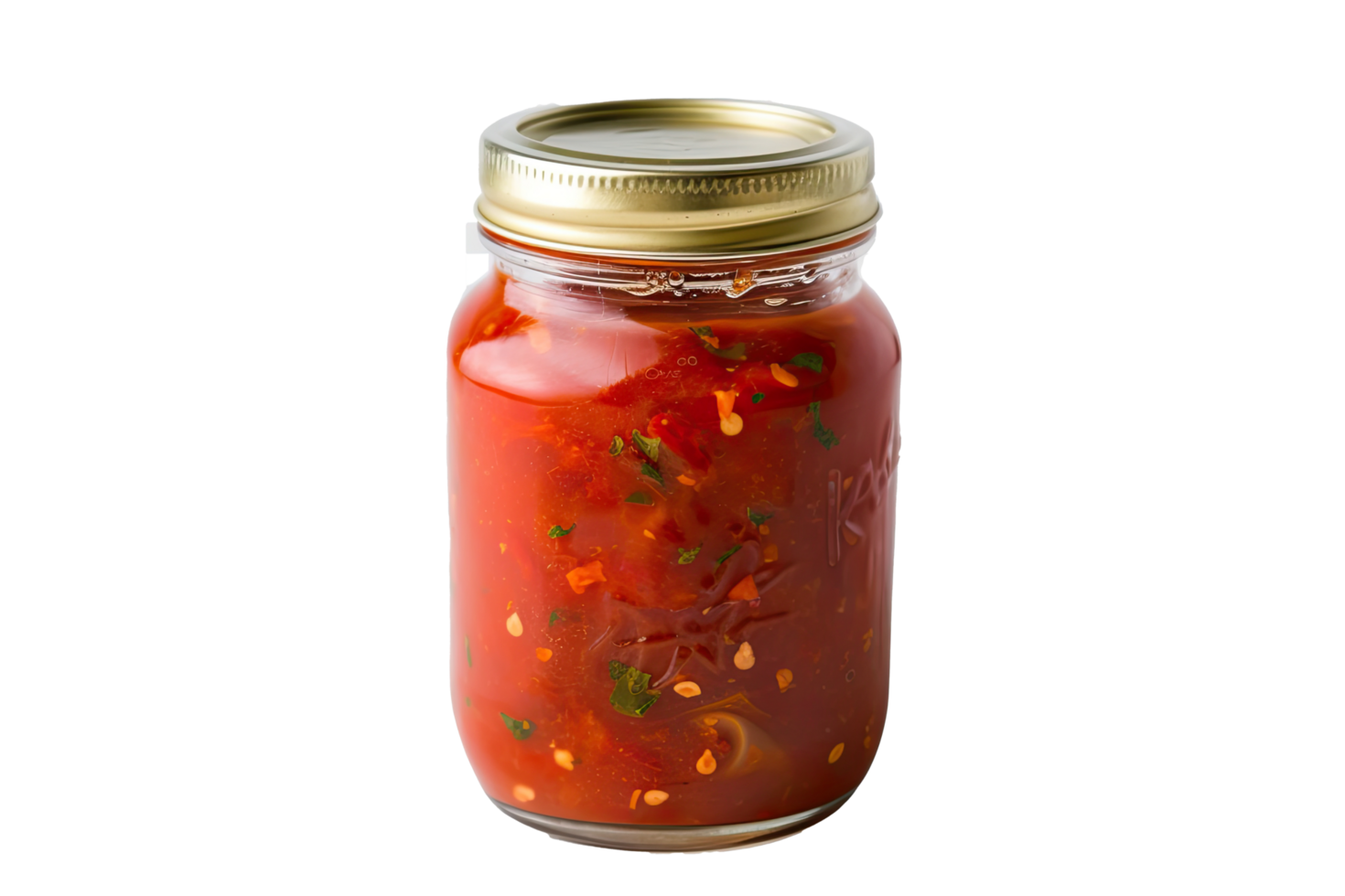 Homemade tomato salsa with fresh herbs in a glass jar captures the essence of vibrant flavors and summer cooking png