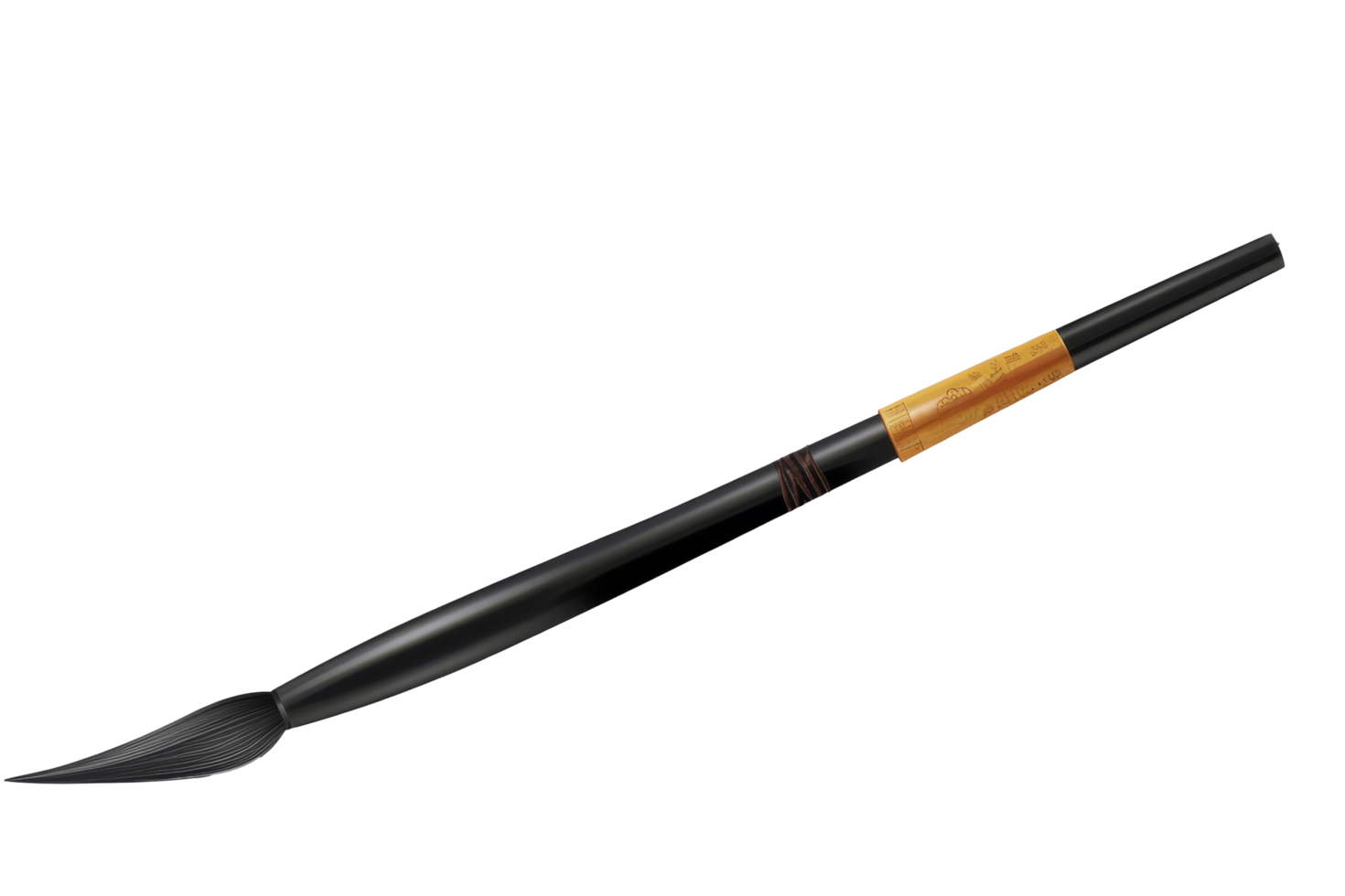 A close-up view of an artist's brush with a finely tapered bristle, perfect for intricate painting techniques and located against a neutral background png