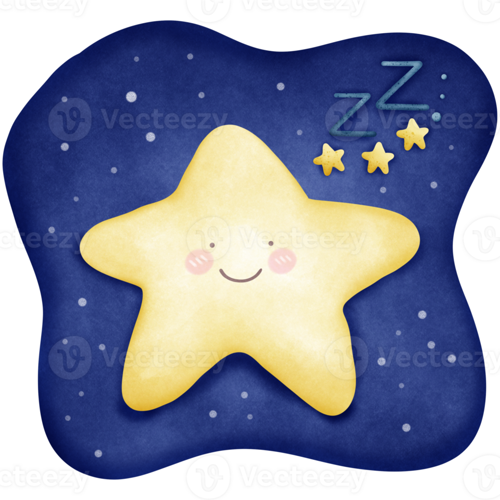 a cartoon star with a smile and sleeping png
