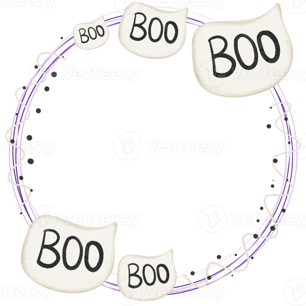 Halloween border circle frame with words boo isolated on transparent background png