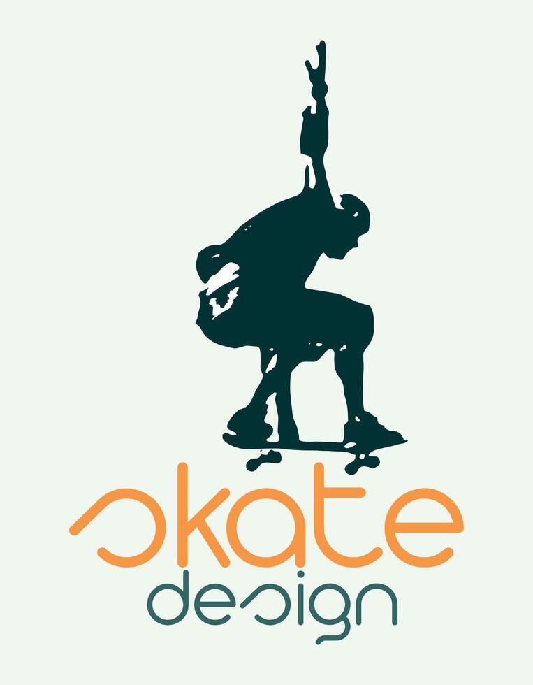 Silhouette of a skater executing a hand. Art edited for prints on shirts and etc... vector