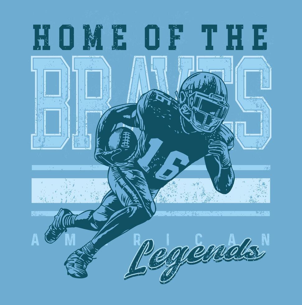 American football player in composition with lettering. Editable art for printing on t-shirts, posters, etc. vector