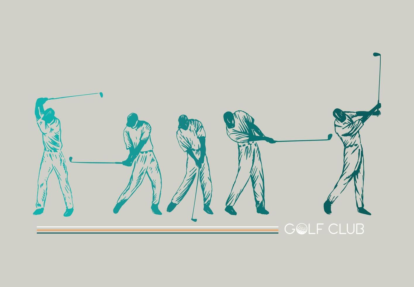 Illustration of the golf player in the golf sequence. vector