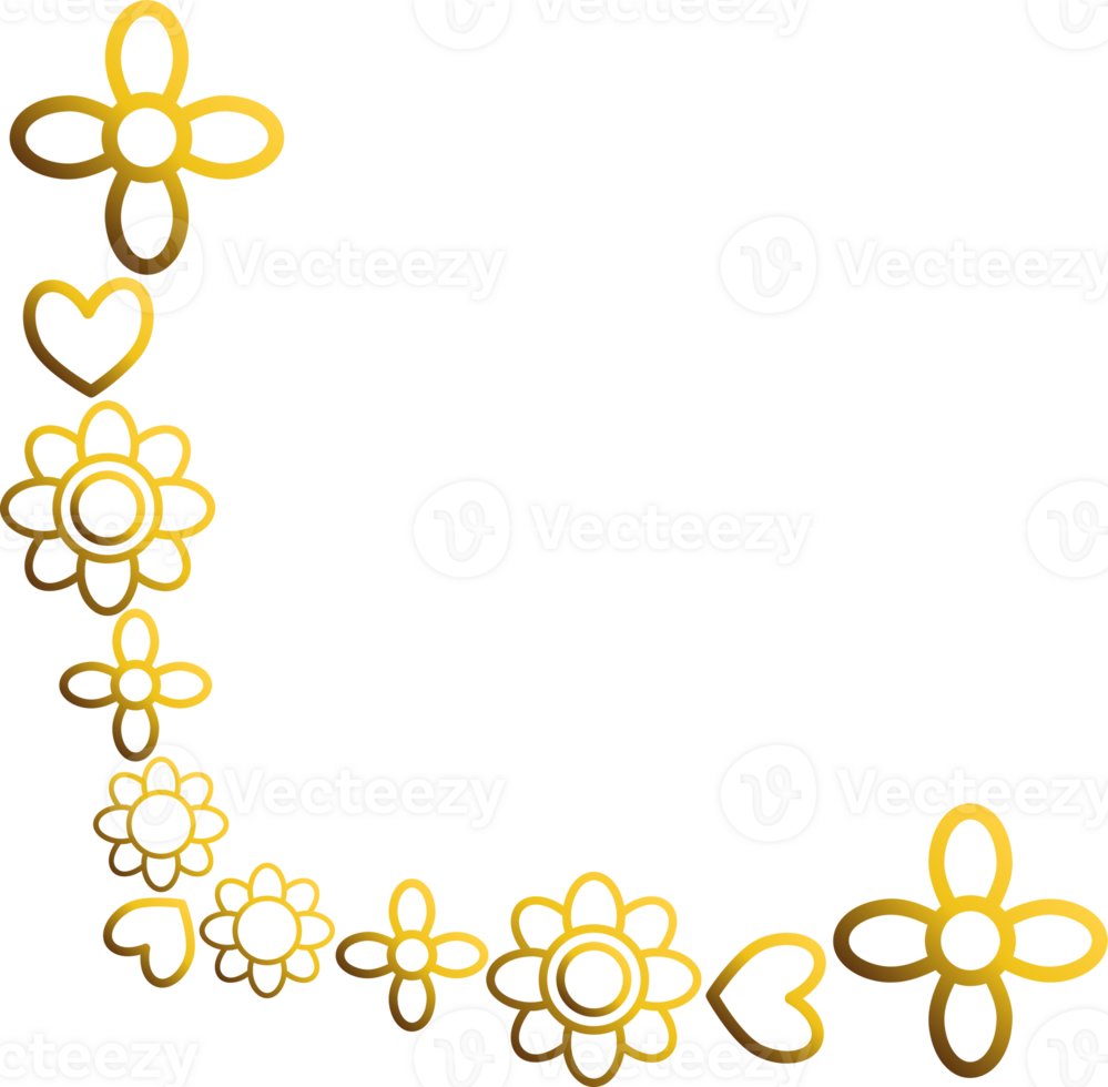 golden flowers border corner png