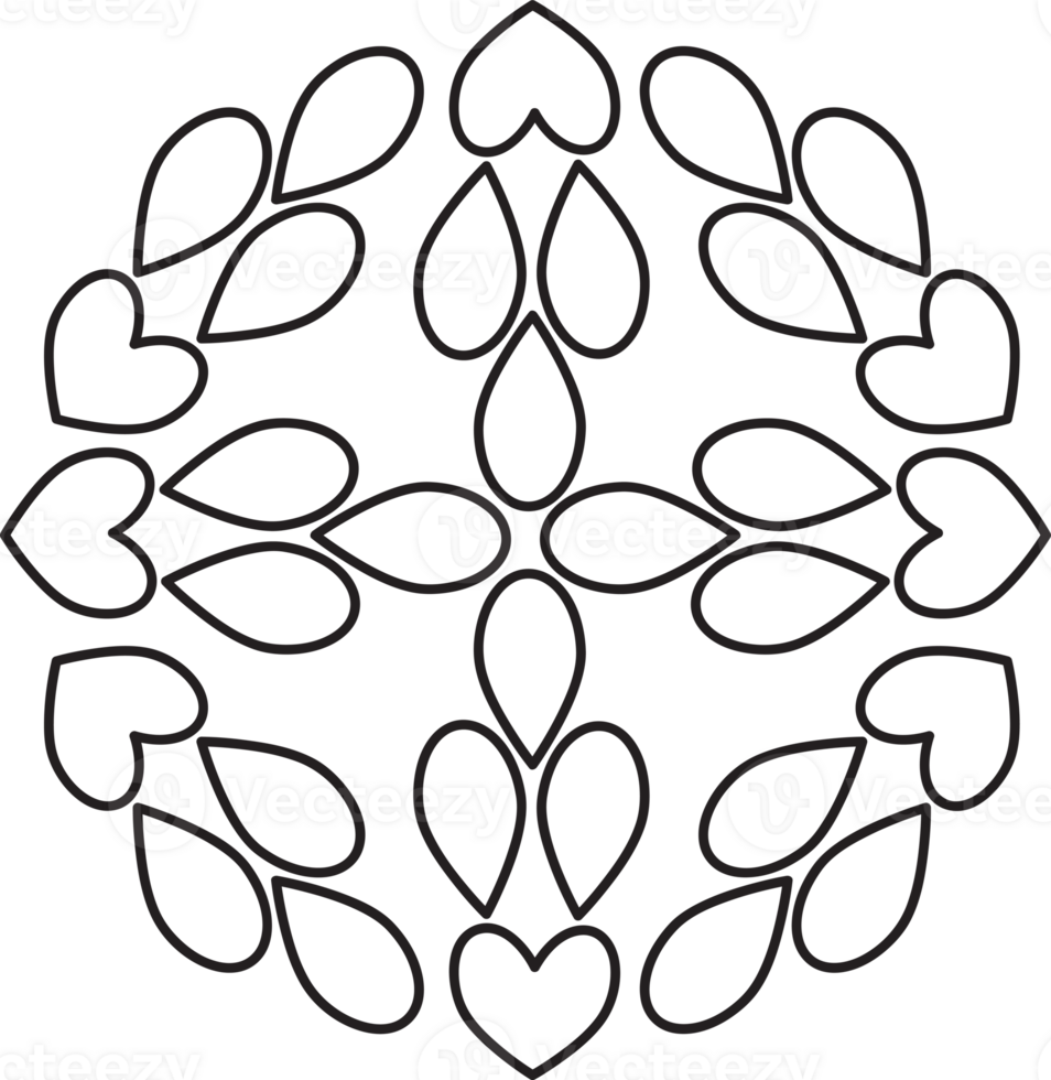 A black and white drawing of a circular design png
