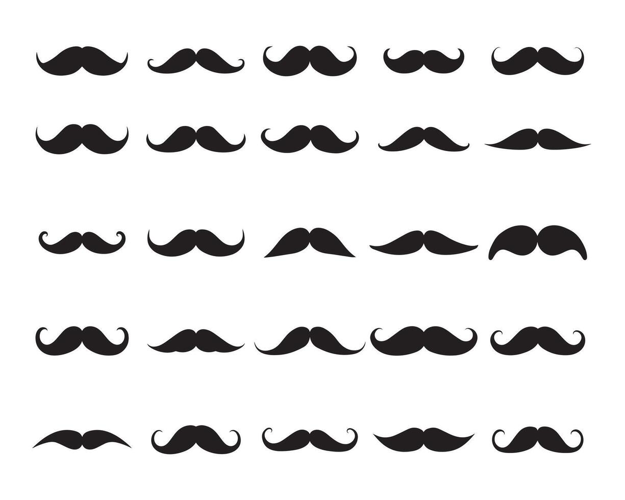 Collection of Moustache Illustration - Mustache Clipart Design Sublimation vector