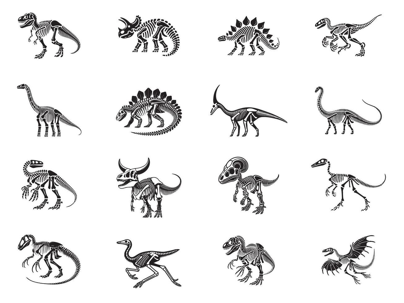 Collection of Dinosaur Skeleton Illustration - Dinosaur Skull Clipart Design Sublimation vector