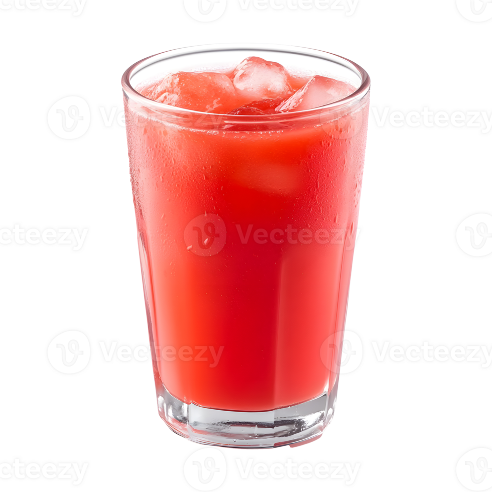 Refreshing iced watermelon juice in a clear glass isolated on transparent background png
