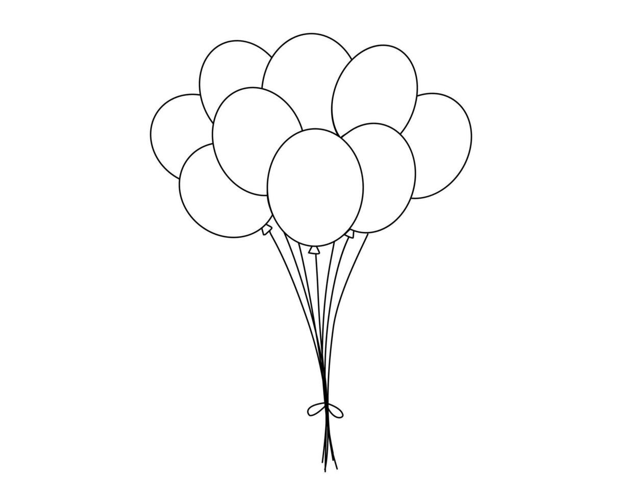 Balloons outline sketch. Party element icon. vector