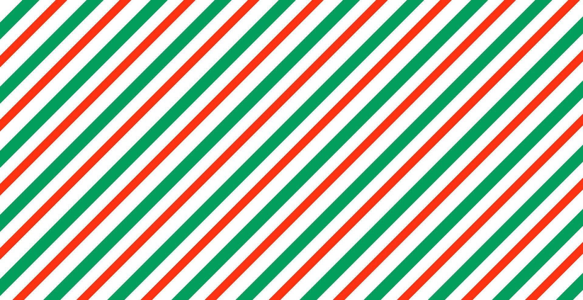 Candy cane striped pattern. Green and red background. Peppermint caramel diagonal print for gift paper vector