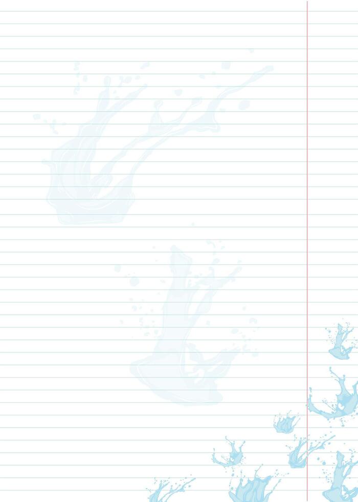 sheet of notebook paper with splashes of water. vector
