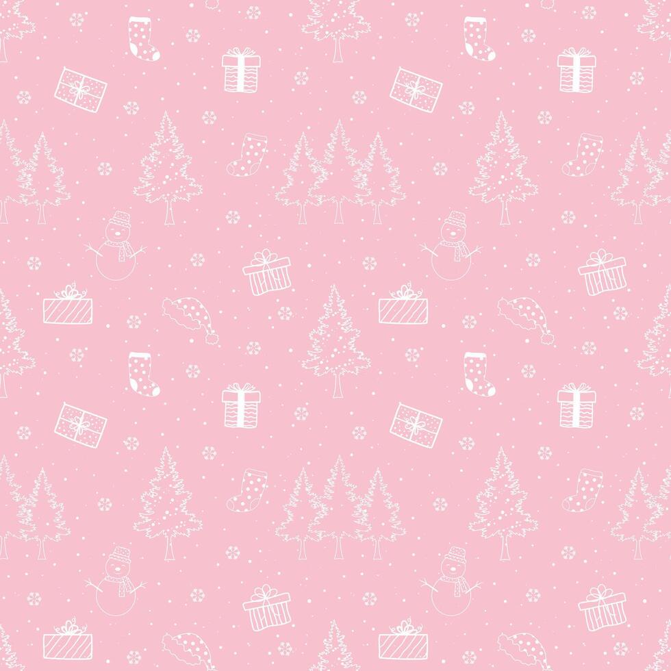 Winter holiday seamless pattern on pink background for decorative,celebrate party,fabric,textile,wrapping paper and all print vector