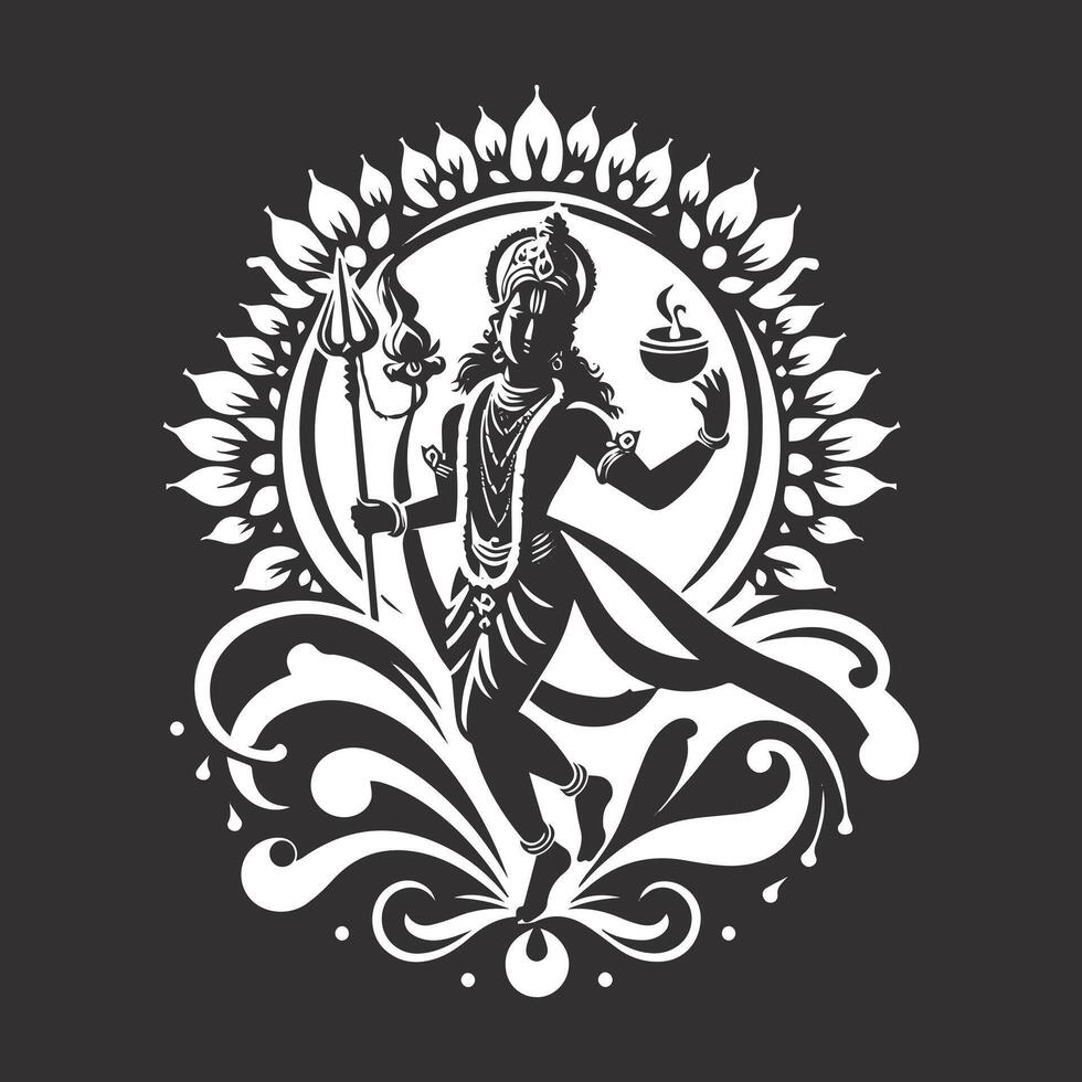 Beautiful silhouette of lord Krishna vector