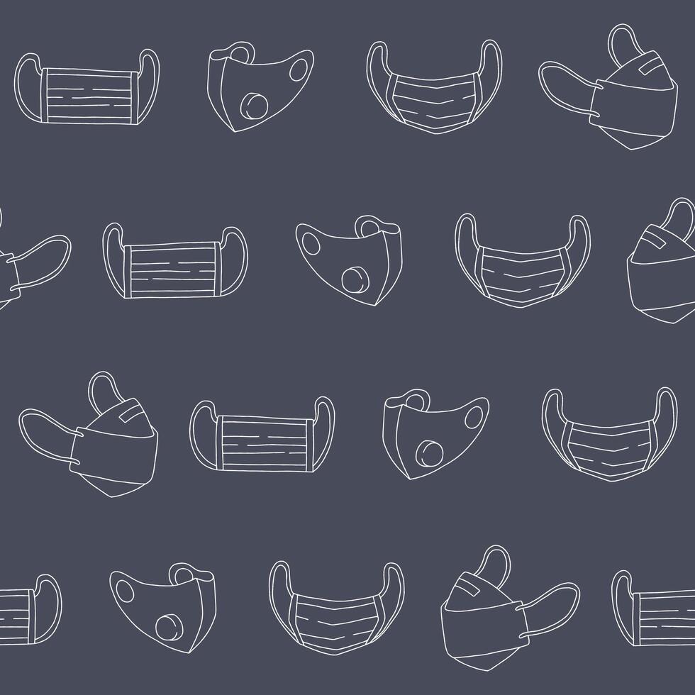 Outline Collection of Mask Seamless Pattern illustration for Print, Wallpaper, Decoration. vector