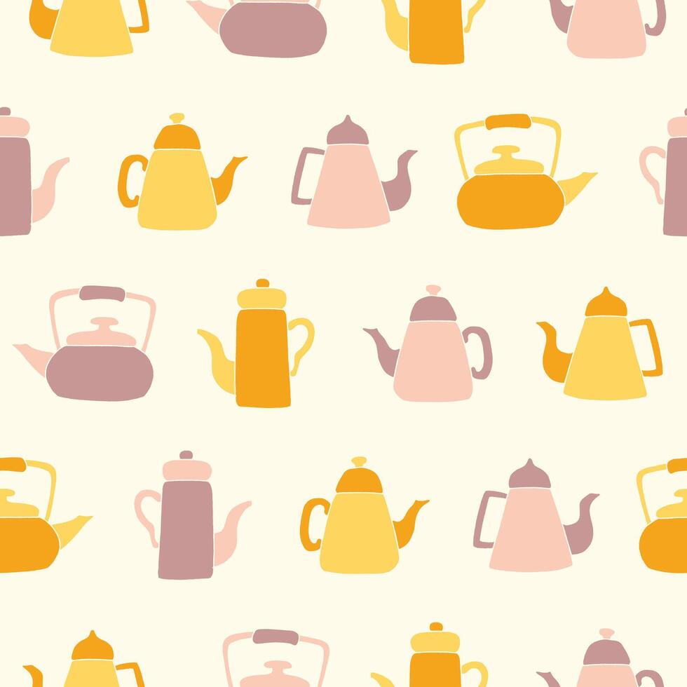 Collection of Teapot Seamless Pattern illustration Design vector