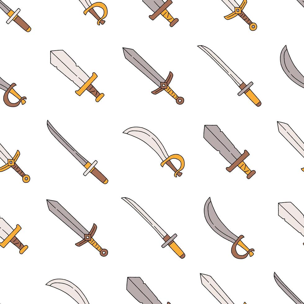 Collection of Sword Seamless Pattern illustration Design vector