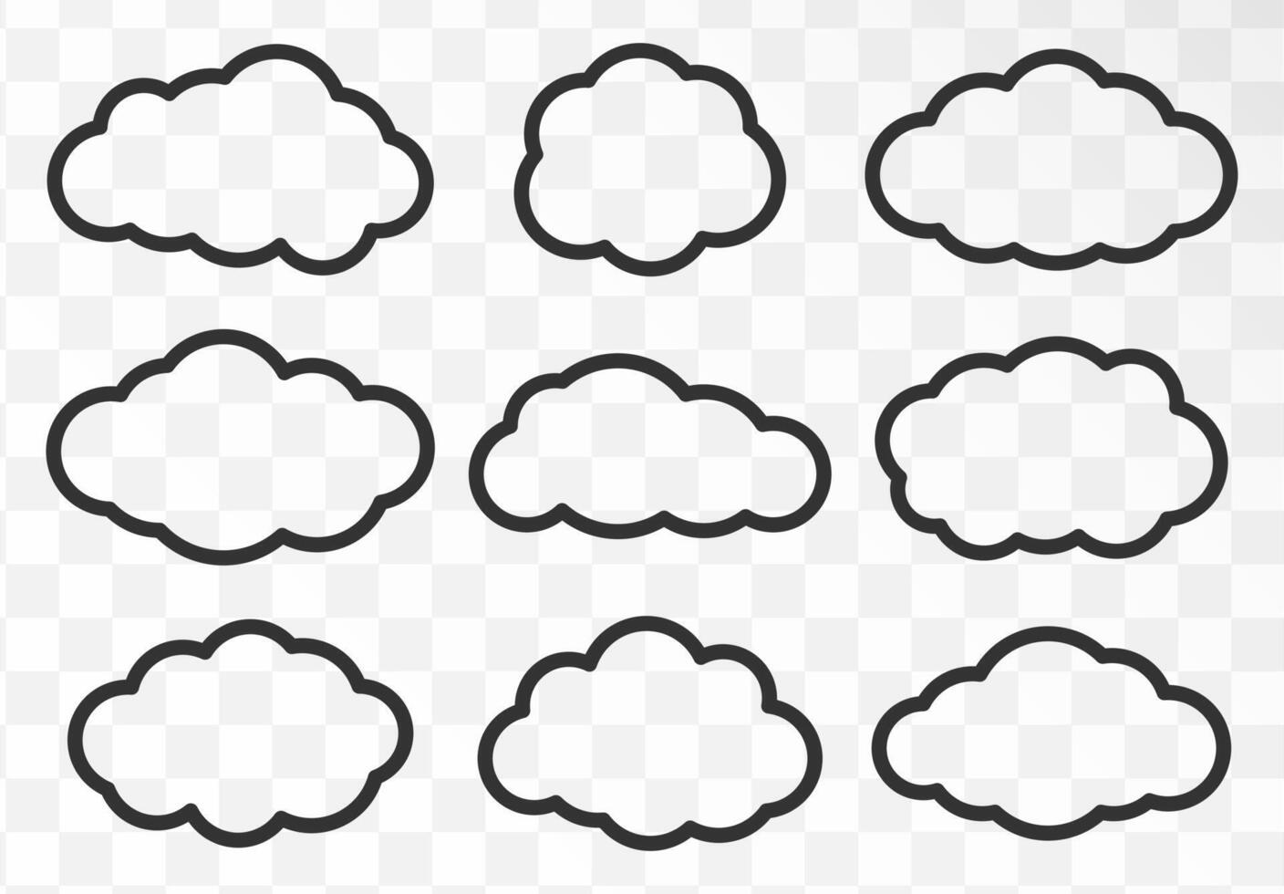 Live outline stroke cartoon cloud icon collection. Weather forecast clouds logo symbol sign. illustration image. Isolated on background. vector