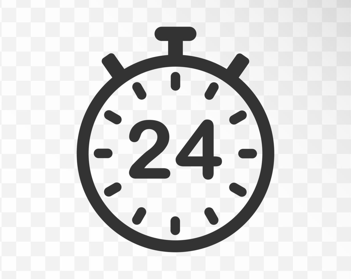 24 7 Service open 24 h hours a day and 7 days a week icon. Shop support logo symbol sign button. illustration image. Isolated on white background. vector
