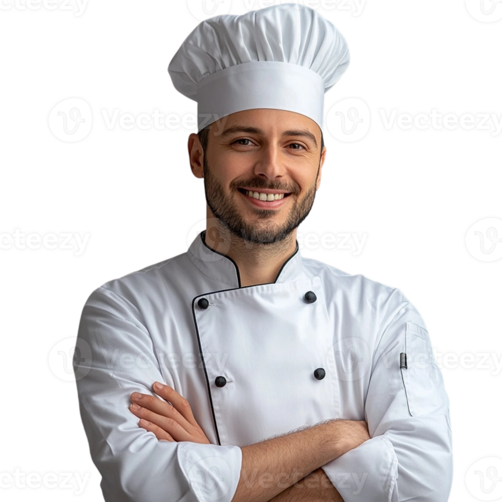 A man in a chef hat is smiling png