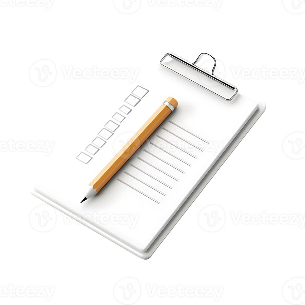 A clipboard with a pen and paper on it png